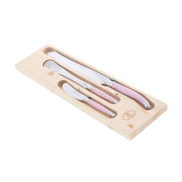 3-dijelni set noževa za doručak u drvenom ormariću Jean Dubost Pastel Pink