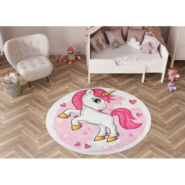 Ružičasti periv dječji tepih ø120 cm Pink Unicorn – Vitaus-image-1