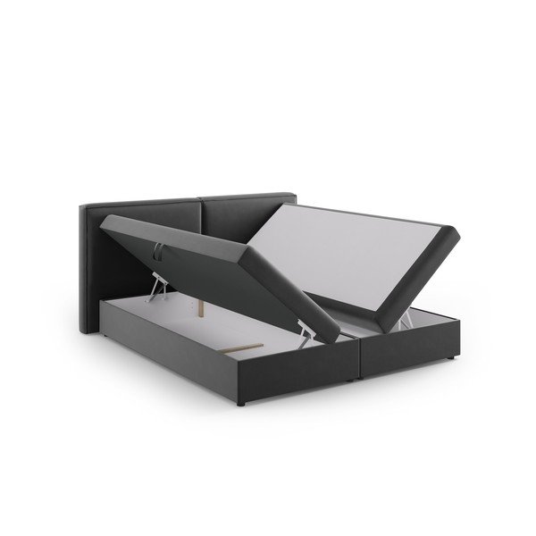 Tamno sivi boxspring krevet s prostorom za pohranu 180x200 cm Arendal – Cosmopolitan Design-image-3
