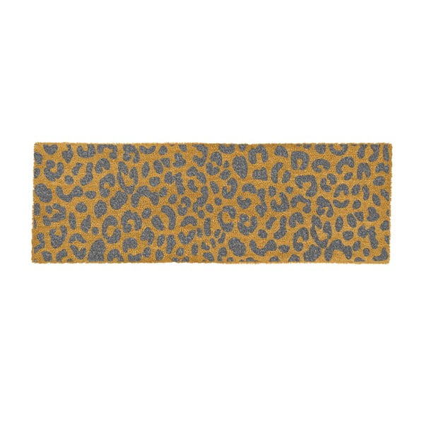 Siva prostirka od prirodnog kokosovog vlakna Artsy Doormats Leopard, 120 x 40 cm