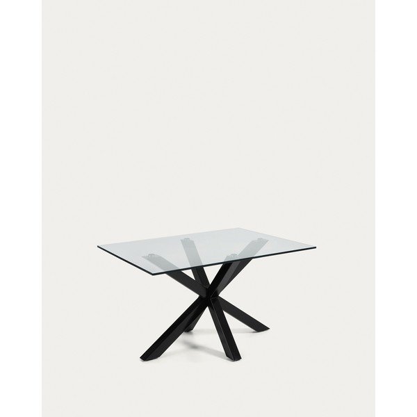 Crni stolić za kavu sa staklenom pločom stola 70x130 cm Argo – Kave Home