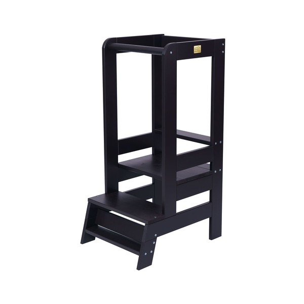 Crni toranj za učenje od masivnog bora Montessori – Meowbaby