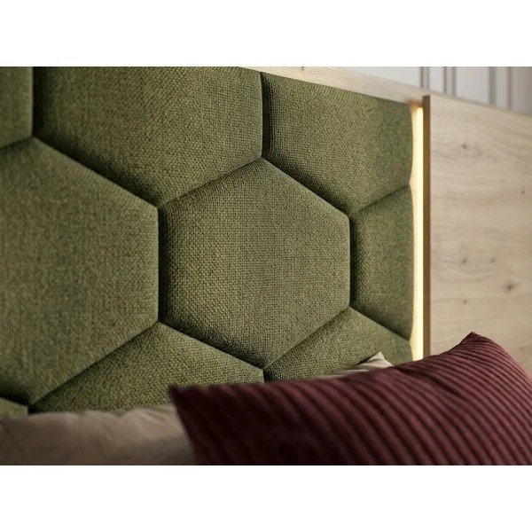Tamno zeleni tapecirani/od iverice bračni krevet s prostorom za odlaganje s podnicom 180x200 cm Palmeraie – Bobochic Paris-image-2