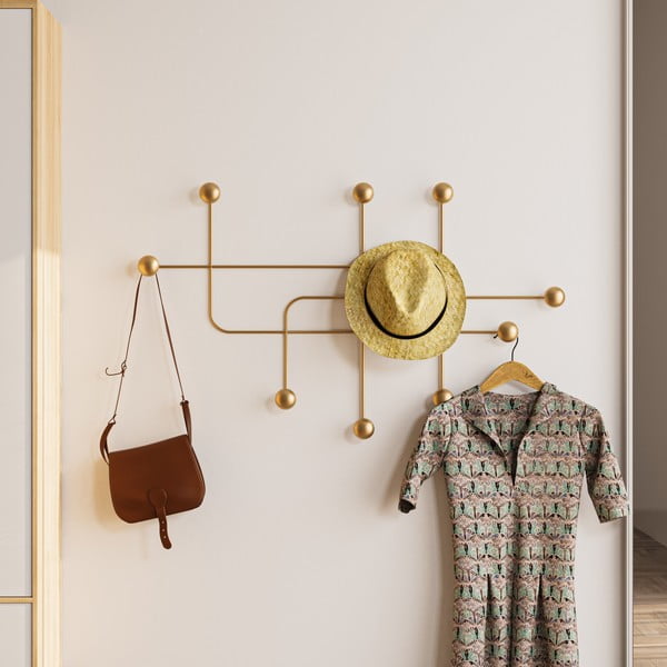 Metalna zidna vješalica u zlatnoj boji Dama – Kalune Design-image-1