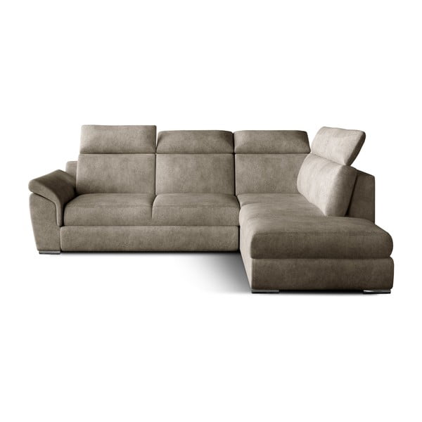 Bež baršunasti sklopiva/s prostorom za odlaganje kutna garnitura (s desnim kutom/u obliku slova L) Loreto – ELTAP