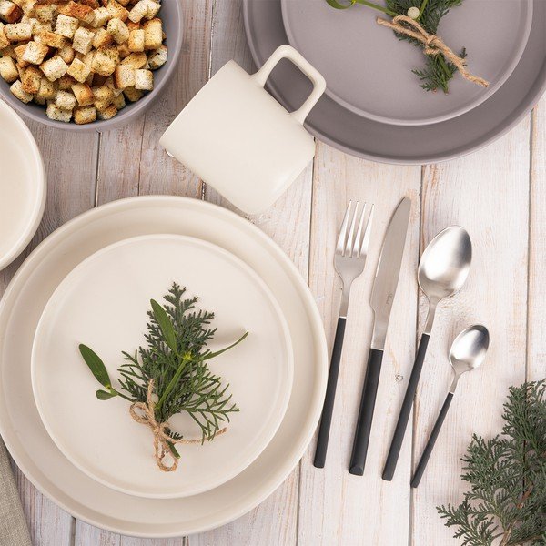 Crni/u srebrnoj boji pribor 24 kom od nehrđajućeg čelika Skandi – Orion-image-1