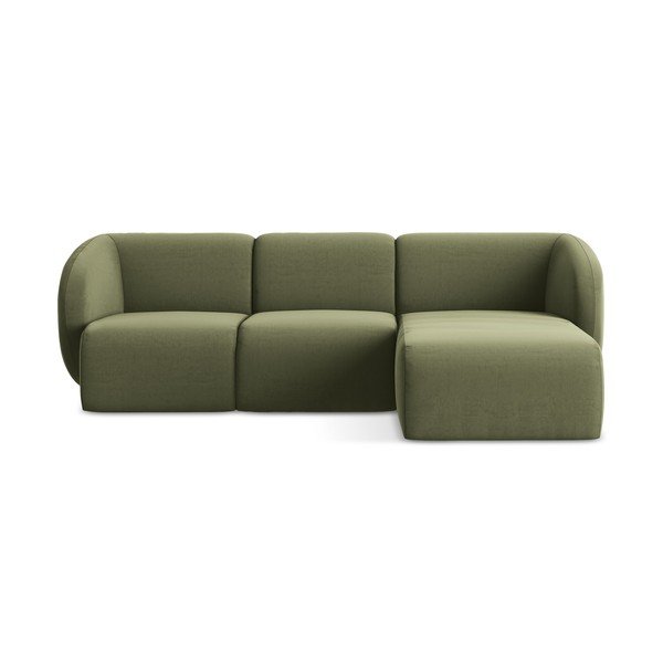 Zelena baršunasti kutna garnitura (s desnim kutom/s ležaljkom) Lani – Makamii