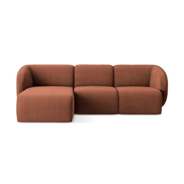 Kutna garnitura od šenila boja terakote (s lijevim kutom/s ležaljkom) Lani – Makamii