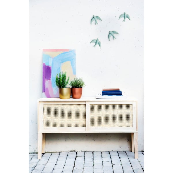 Set od 2 ručno rađene svijetlo plave zidne porculanske dekoracije Velvet Atelier Golondrinas-image-1