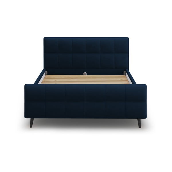 Tamnoplavi tapecirani bračni krevet s podnicom 160x200 cm Gigi - Micadoni Home-image-1