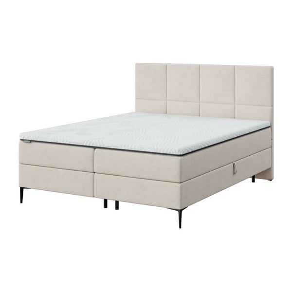 Bež boxspring krevet s prostorom za pohranu 180x200 cm Bufo – MESONICA