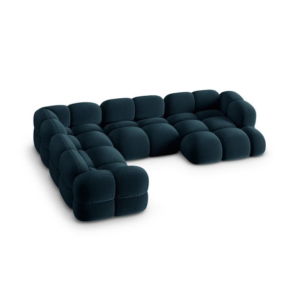 Tamno plava baršunasti kutna garnitura (s lijevim kutom/u obliku slova "U") Loretto – Cosmopolitan Design-image-2