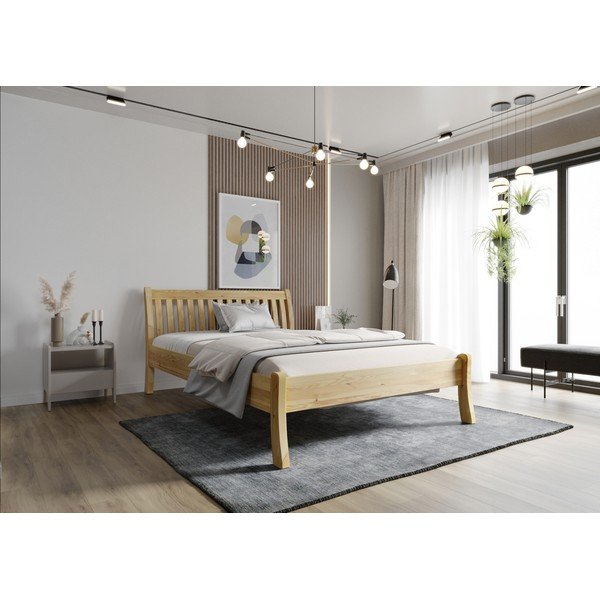 Bračni krevet od masivnog bora 140x200 cm u prirodnoj boji Tonja – Olivia Living-image-4