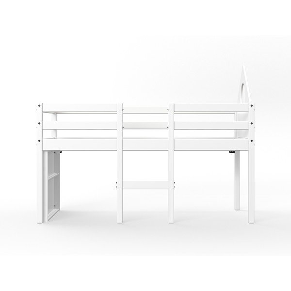 Bijeli podignuti dječji krevet s kućicom od borovine Flexa White, 70 x 160 cm-image-1