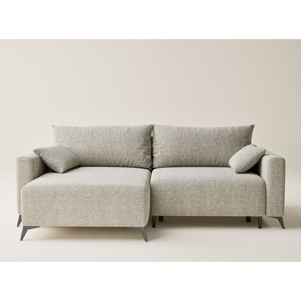 Bež sklopiva/s prostorom za odlaganje kutna garnitura od šenila (s lijevim kutom/s ležaljkom) Leon – Maison de Rêve-image-2