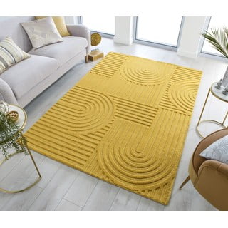 Žuti vuneni tepih Flair Rugs Zen Garden, 160 x 230 cm