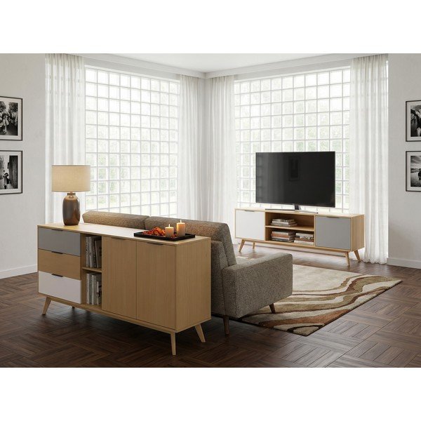Niska komoda od borovine u prirodnoj boji 165x81 cm Elfa – Marckeric-image-1