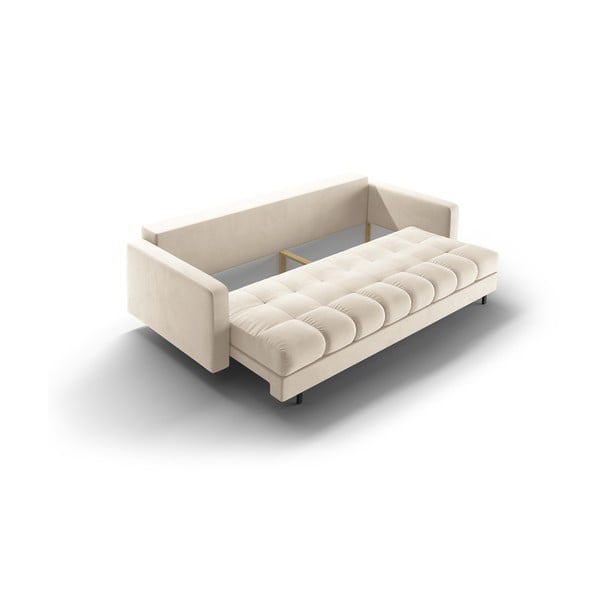 Krem baršunasti sklopiva/s prostorom za odlaganje sofa 222 cm Bali – Cosmopolitan Design-image-4