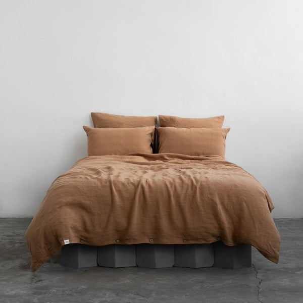 Smeđa lanena posteljina za krevet za jednu osobu/za produženi krevet 165x220 cm – Linen Tales