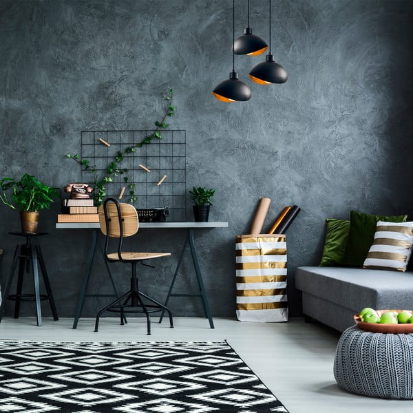 Crna viseća svjetiljka s metalnim sjenilom ø 50 cm Sivani – Opviq lights-image-1