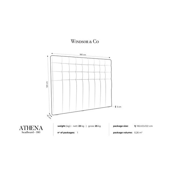 Tamno sivo baršunasto uzglavlje Windsor &amp; Co Sofas Athena, 180 x 120 cm-image-4