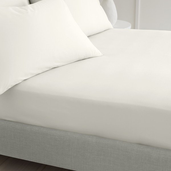 Krem plahta s gumom od pamučnog perkala 90x190 cm Cotton Percale – Bianca-image-1