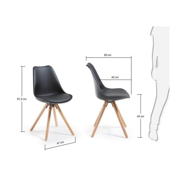 Crna stolica s drvenim postoljem La Forma Lars-image-4
