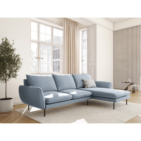 Svjetlo plava baršunasta kutna garnitura (desni kut) Vienna - Cosmopolitan Design-image-1