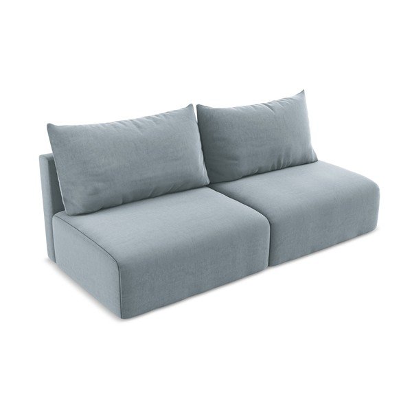 Plava baršunasti sklopiva/s prostorom za odlaganje sofa 216 cm Kalena – Makamii-image-3