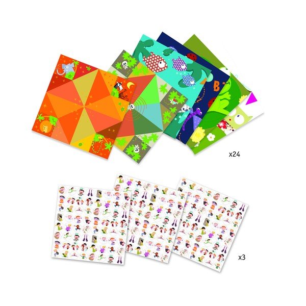 Komplet od 8 origami papira s naljepnicama Djeco Fortune-image-2
