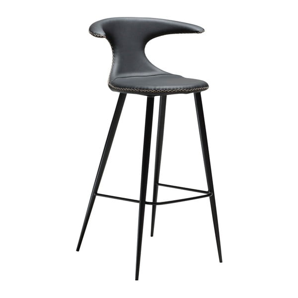 Crna barska stolica s kožnim sjedalom DAN-FORM Denmark Flair