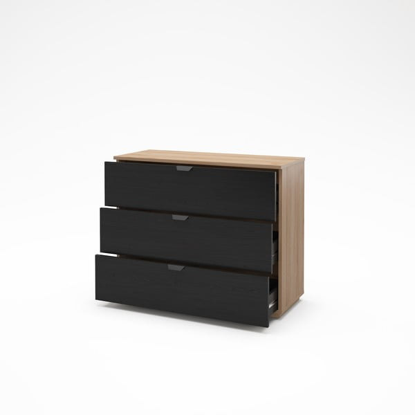 Crna/u prirodnoj boji komoda u dekoru hrasta 100x80x40 cm Dennis – Marckeric-image-2