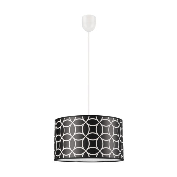 Crno-bijela viseća svjetiljka s tekstilnim sjenilom ø 35 cm Print – LAMKUR