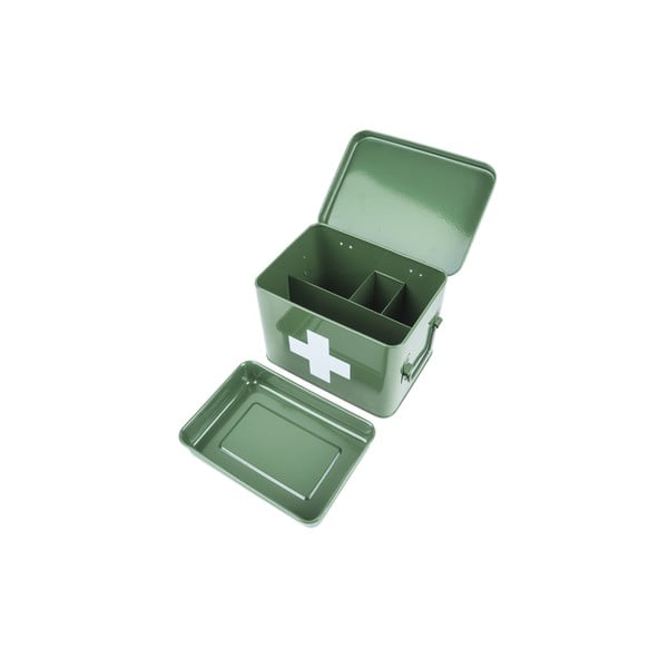 Zelena metalna kutija za lijekove PT LIVING White Cross