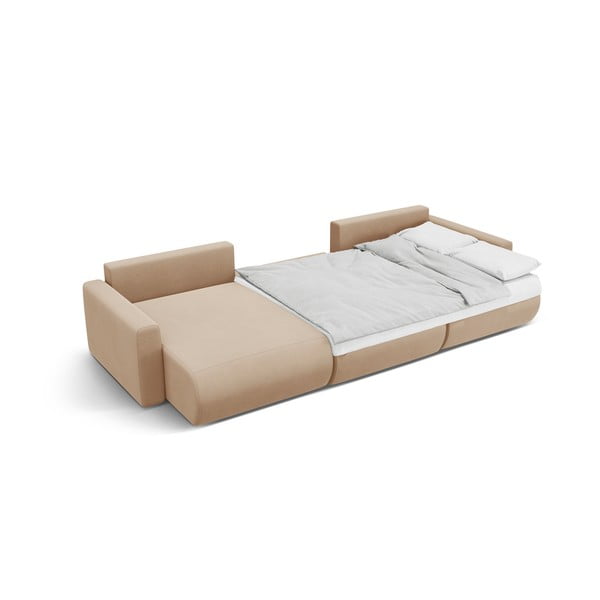 Svjetlo smeđa baršunasti sklopiva/s prostorom za odlaganje kutna garnitura (u obliku slova "U") Belfast – Cosmopolitan Design-image-4