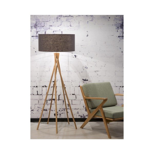 Podna svjetiljka s tamnosivim sjenilom i konstrukcijom od bambusa Good &amp; Mojo Kilimanjaro-image-3