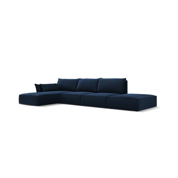 Tamno plava baršunasti kutna garnitura (s lijevim kutom/s ležaljkom) Vanda – Mazzini Sofas-image-2