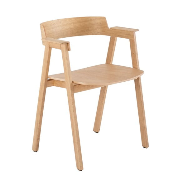 Blagovaonska stolica s naslonima za ruke od punog hrasta u prirodnoj boji Flip – Gazzda