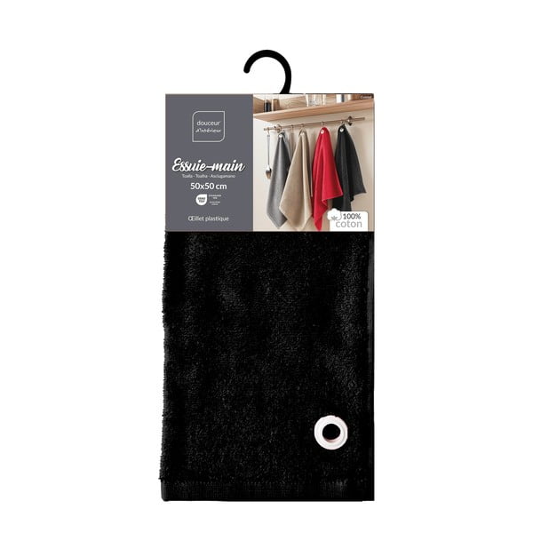 Crni pamučan ručnik od frotira 50x50 cm Cuistot – douceur d'intérieur-image-3