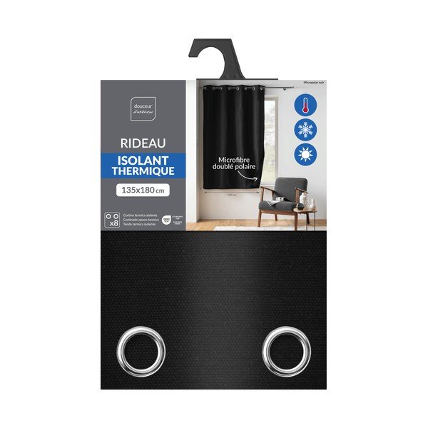 Crna termo izolacijska/za djelomično zamračenje zavjesa od mikrovlakana 135x180 cm Micropolar – douceur d'intérieur-image-3