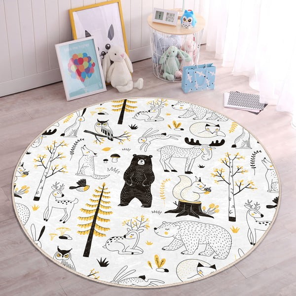 Žuti /bijeli dječji tepih ø 100 cm Comfort – Mila Home-image-4