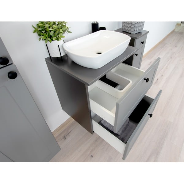 Sivi niski/zidni ormarić za ispod umivaonika 61,5x60 cm Senja – STOLKAR-image-3