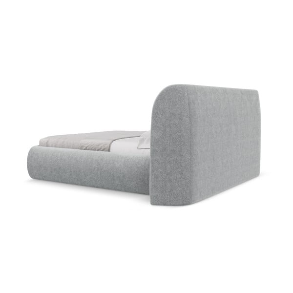 Svijetlo sivi tapecirani bračni krevet s prostorom za odlaganje s podnicom 180x200 cm Hauke – Makamii-image-4