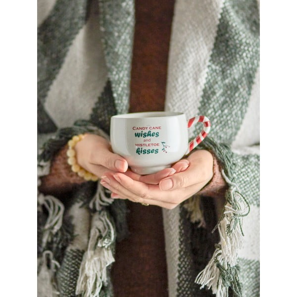 Krem šalica za cappuccino s božićnim motivom od kamenine 250 ml Treats – Bloomingville-image-1