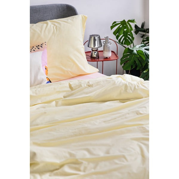 Vanilija žuta pamučna posteljina za bračni krevet Bonami Selection, 200 x 220 cm-image-4