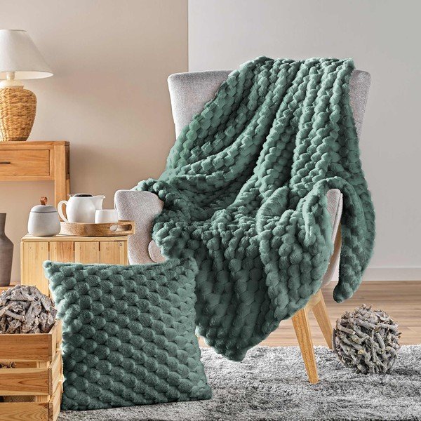 Zelena deka od mikropliša 220x240 cm Frosty – douceur d'intérieur-image-4