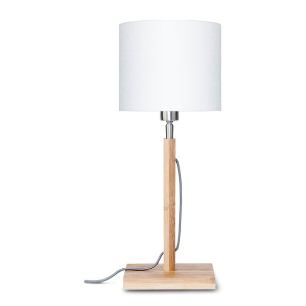 Stolna lampa s bijelim sjenilom i Good &amp; Mojo Fuji konstrukcijom od bambusa