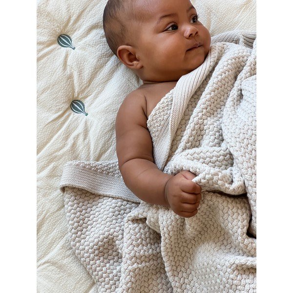 Svijetlo žuta/plava prošivena deka za bebe od organskog pamuka 90x120 cm Balloon – Cam Cam Copenhagen-image-1