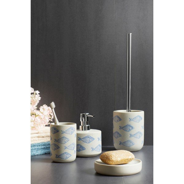 Plavo-bijela keramička čaša za četkice za zube Wenko Aquamarin-image-1