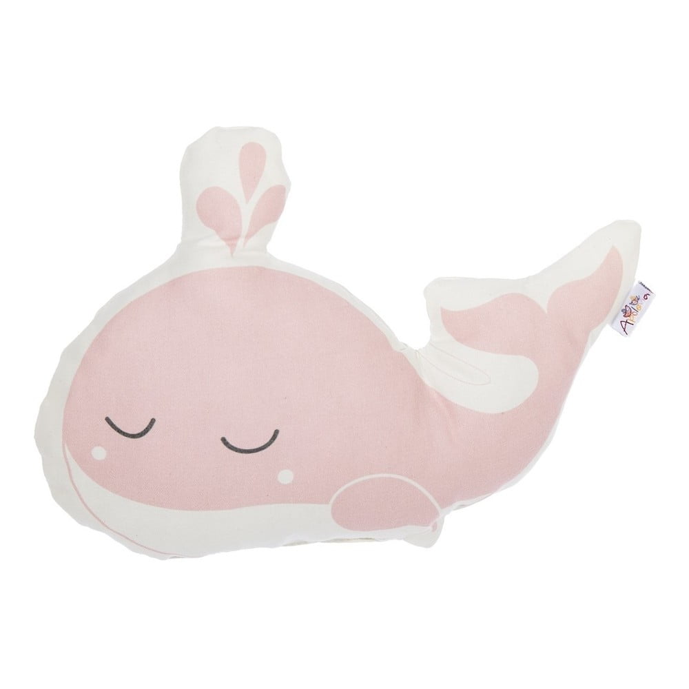 Ružičasti pamučni dječji jastuk Mike & Co. NEW YORK Pillow Toy Whale, 35 x 24 cm